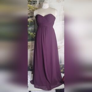 Pretty Maids Womens 10 Plum purple strapless formal ruched gown
